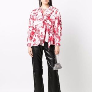 MSGM
floral-print ruffled wrap blouse